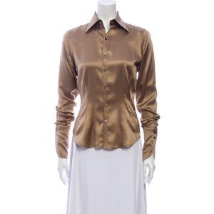 Ralph Lauren Purple Label Silk Button Up Shirt Long Sleeve Women S US4